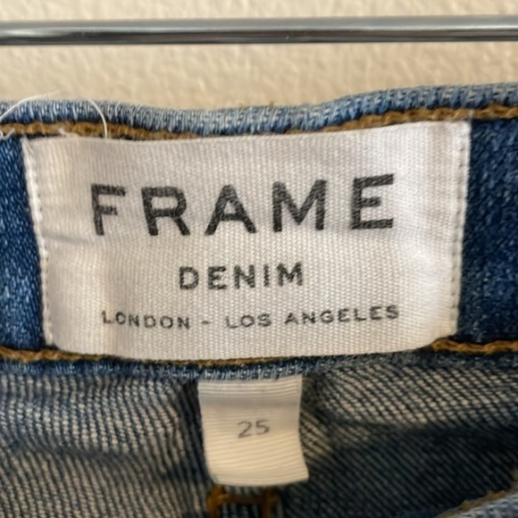 Frame Le Nouveau Straight Jeans Front Women’s Size 25  Split‎ Mid Rise Cropped - Picture 7 of 10